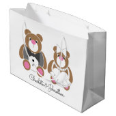 Teddybeer bruiloft schattig wit groot cadeauzakje (Achterkant Gekanteld)
