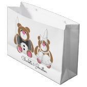 Teddybeer bruiloft schattig wit groot cadeauzakje (Voorkant Gekanteld)
