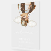 Teddybeer, bruine ballon, eerste verjaardag welkom acryl bord (Hoek)