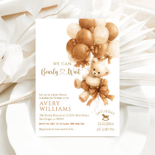 Teddybeer Bruine Ballon Strik Baby Shower Kaart