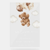 Teddybeer, bruine ballonnen, Baby shower welkom Acryl Bord (Voorkant)