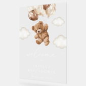 Teddybeer, bruine ballonnen, Baby shower welkom Acryl Bord (Hoek)