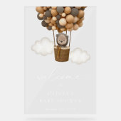 Teddybeer, bruine ballonnen, Baby shower welkom Acryl Bord (Voorkant)