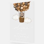 Teddybeer, bruine ballonnen, Baby shower welkom Acryl Bord (Hoek)