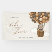 Teddybeer, bruine ballonnen, Baby shower welkom Spandoek (Horizontaal)