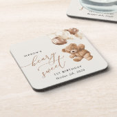 Teddybeer, bruine ballonnen, eerste verjaardag bier onderzetter (Linkerzijde)