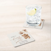 Teddybeer, bruine ballonnen, eerste verjaardag kartonnen onderzetters (Insitu)