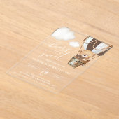 Teddybeer, bruine heteluchtballon, eerste verjaard acryl uitnodigingen (Laagn)