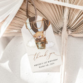 Teddybeer, bruine heteluchtballon, eerste verjaard cadeaulabel