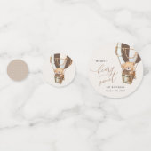 Teddybeer, bruine heteluchtballon, eerste verjaard confetti (Achterkanten)