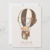 Teddybeer, bruine heteluchtballon, eerste verjaard kaart (Achterkant)