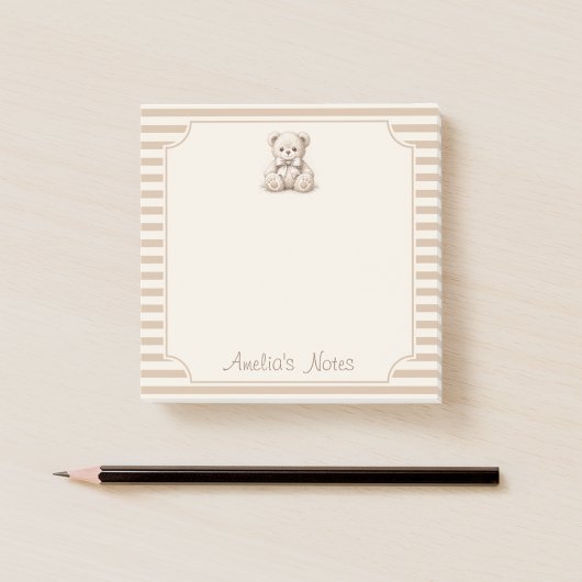 Teddybeer Bruine Strepen en Kind Naam Schrift Post-it® Notes