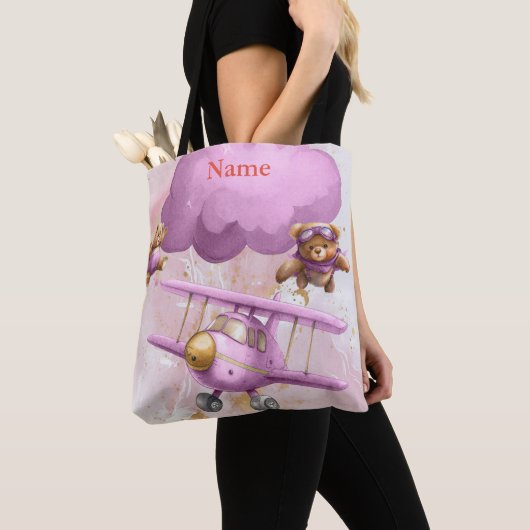 Teddybeer canvas tas (Dichtbij)