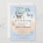 Teddybeer Celestial Oh Boy Baby shower Uitnodiging (Voorkant)
