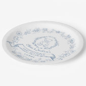 Teddybeer  Chinoiserie krans Baby shower Papieren Bordje (Gekanteld)