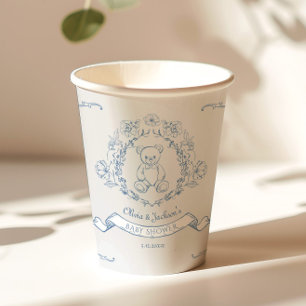 Teddybeer  Chinoiserie Toile Baby shower Papieren Bekers