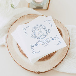 Teddybeer Chinoiserie Toile Baby shower Servet