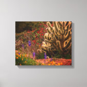 Teddybeer Cholla Cactus Wildflower Desert Scène Canvas Afdruk (Voorkant)