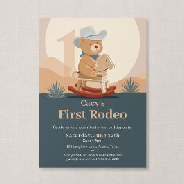 Teddybeer Cowboy Eerste Rodeo Verjaardag Kaart