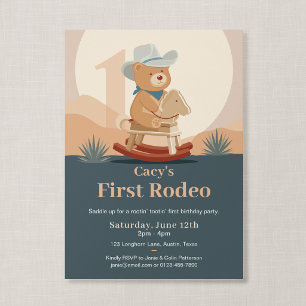 Teddybeer Cowboy Eerste Rodeo Verjaardag Kaart