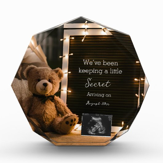Teddybeer Cozy Night Zwangerschapsaankondiging cad Fotoblokken (Voorkant)
