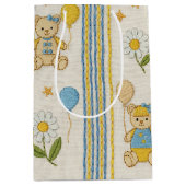 Teddybeer Daisytuin Patroon (10) Medium Cadeauzakje (Voorkant)