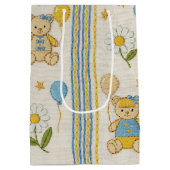 Teddybeer Daisytuin Patroon (10) Medium Cadeauzakje (Achterkant)