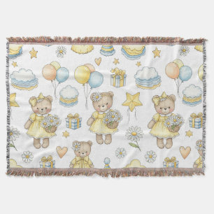 Teddybeer Daisytuin Patroon (16) Deken