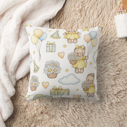 Teddybeer Daisytuinpatroon (14) Kussen (Deken)