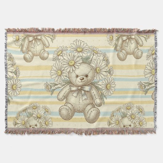 Teddybeer Daisytuinpatroon (1) Deken (Voorkant)