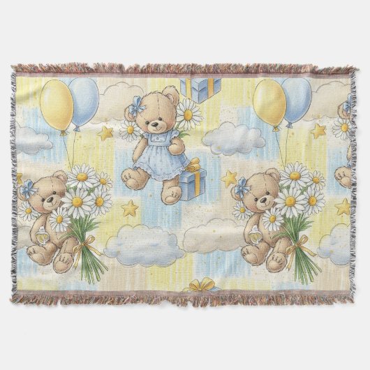 Teddybeer Daisytuinpatroon (2) Deken (Voorkant)