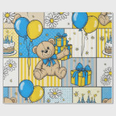 Teddybeer Daisytuinpatroon (4) Cadeaupapier (Vlak)