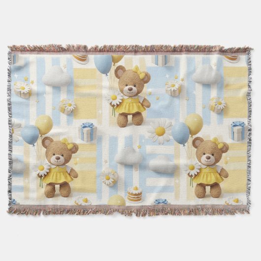 Teddybeer Daisytuinpatroon (8) Deken (Voorkant)