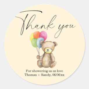 Teddybeer - Dank je wel babyshowerfeestje Ronde Sticker