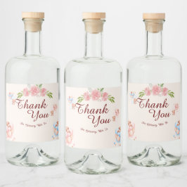 Teddybeer dank u Baby Show waterflesetiket Likeurfles Etiket