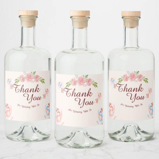 Teddybeer dank u Baby Show waterflesetiket Likeurfles Etiket (Flessen)