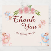 Teddybeer dank u Baby Show waterflesetiket Likeurfles Etiket (Enkel label)