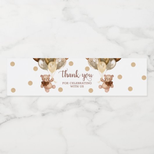 Teddybeer dank u Baby Show waterflesetiket Waterfles Etiket (Enkel label)