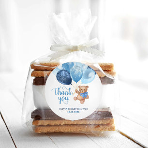 Teddybeer dank u Baby shower gunsten cadeau Ronde Sticker