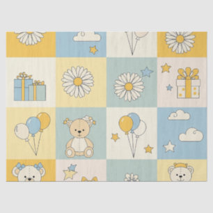 Teddybeer Dasiy Tuin Patroon (17) Tissuepapier