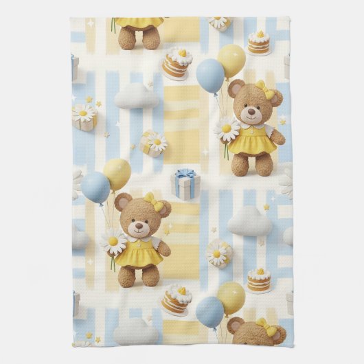 Teddybeer Dasiy Tuin Patroon (8) Theedoek (Verticaal)