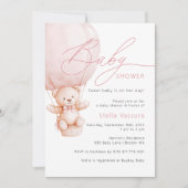Teddybeer Details QR Code Meisje Baby Shower Kaart (Voorkant)