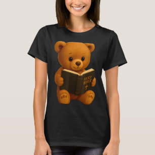 Teddybeer die een Bijbel leest Christelijk Religie T-shirt
