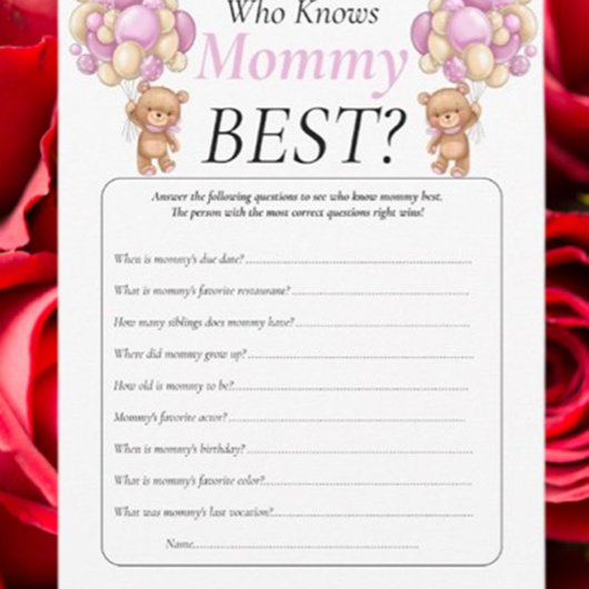 Teddybeer die Mamma kent Roze Uitnodiging Baby Sho