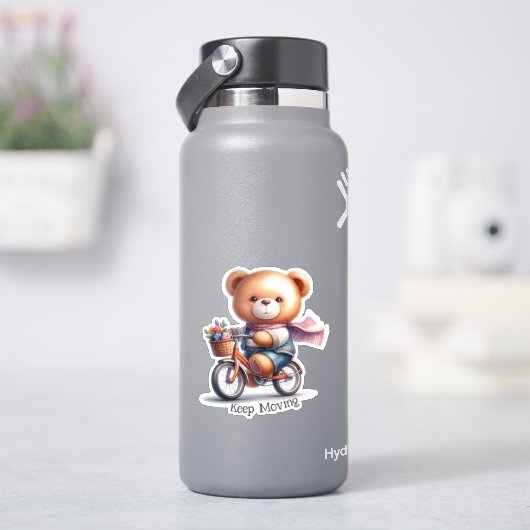 Teddybeer die op een fiets rijdt sticker (HydroFlask)