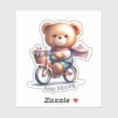 Teddybeer die op een fiets rijdt sticker (Vel)
