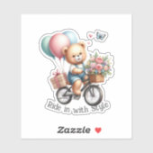 Teddybeer die op een fiets rijdt sticker (Vel)