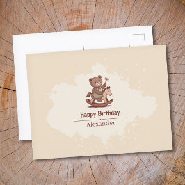 Teddybeer die op een Schommelpaard rijdt Briefkaart