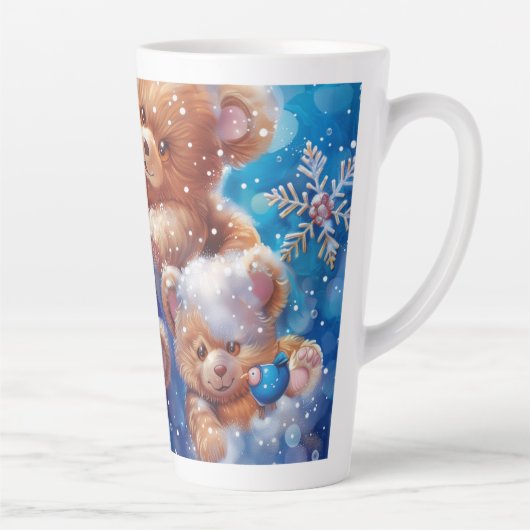 Teddybeer digitale kunst latte mok (Rechts)