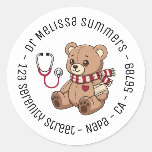 Teddybeer Dokter Kinderarts Ronde Tekst Sticker